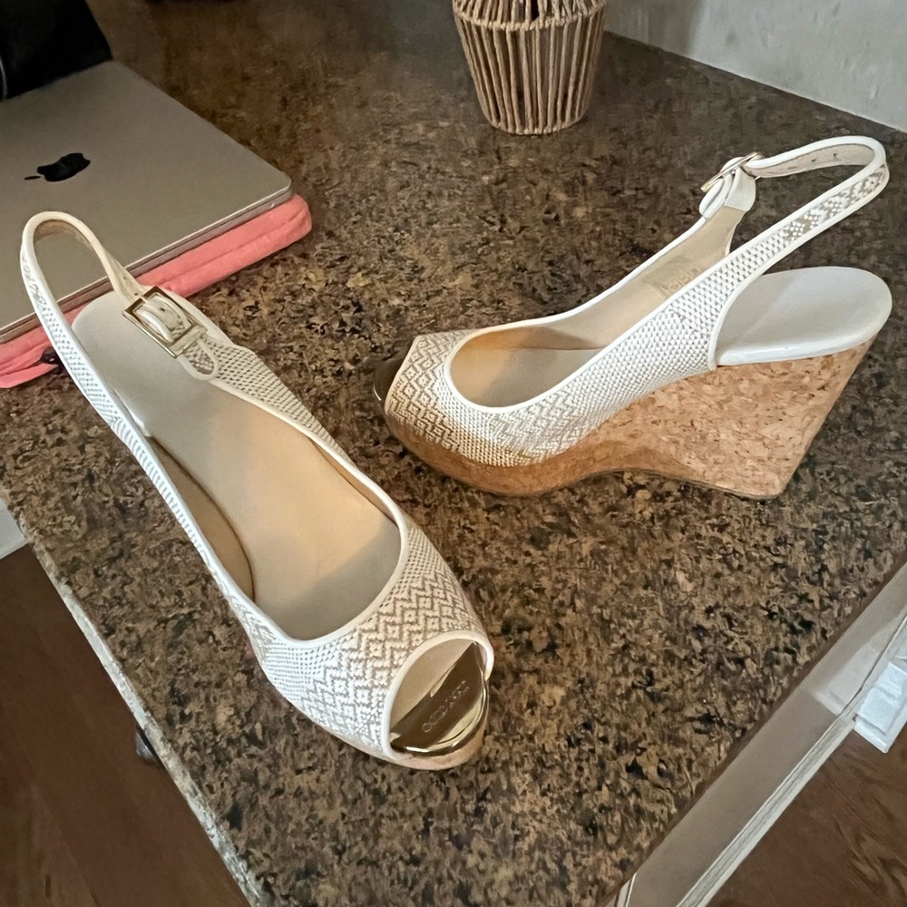 Jimmy Choo White Peep-Toe Wedges